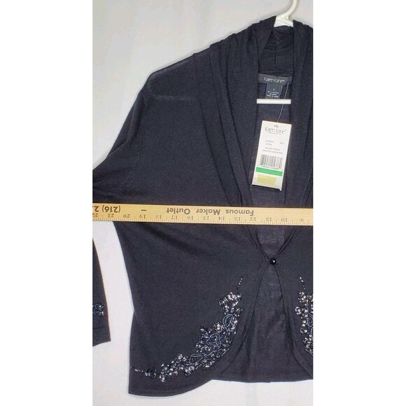 Karen Kane Silk Cashmere Cardigan Large Beaded Romantic Witchy Quiet Luxury - Picture 7 of 13